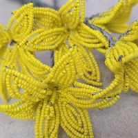 gul-seks-bladet-perleblomst-fransk-miyaki-glasperler-gamle